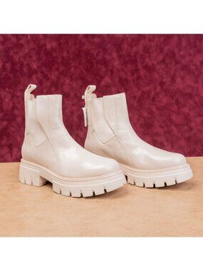 Ash Women Ivory Leather Festival Party Platform Ankle Chelsea Boots 10.5US EUR41